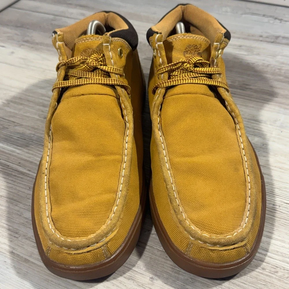 Timberland Groveton Canvas Moc Toe Shoes Men's Mustard Brown‎ Size 11